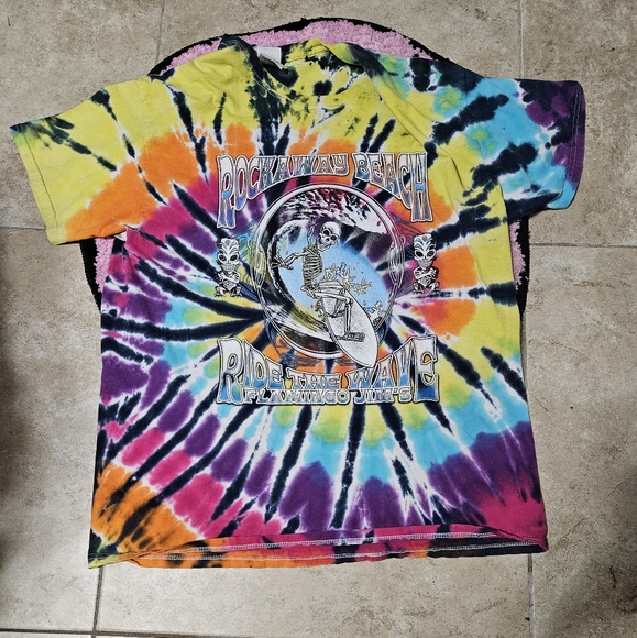 Rockaway Beach Ride The Waves Flaming Jim's tee - Picture 1 of 4